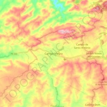 Mapa topográfico Campo Magro, altitude, relevo