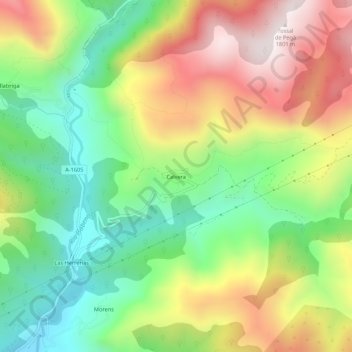 Mapa topográfico Calvera, altitude, relevo