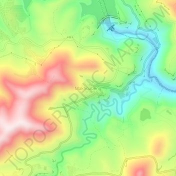 Mapa topográfico Makhoabeng, altitude, relevo