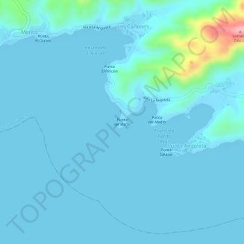 Mapa topográfico Punta del Burro, altitude, relevo