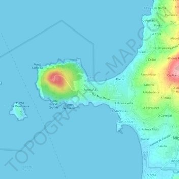 Mapa topográfico Xermaña, altitude, relevo