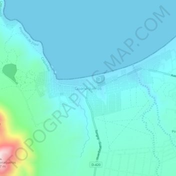 Mapa topográfico Guanaqueros, altitude, relevo