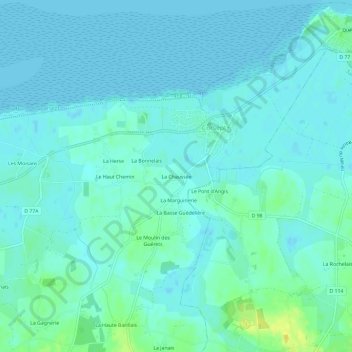 Mapa topográfico La Chaussée, altitude, relevo