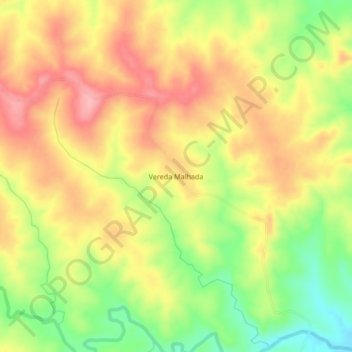Mapa topográfico Vereda Malhada, altitude, relevo