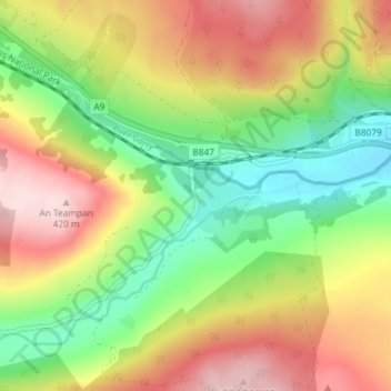Mapa topográfico Struan, altitude, relevo