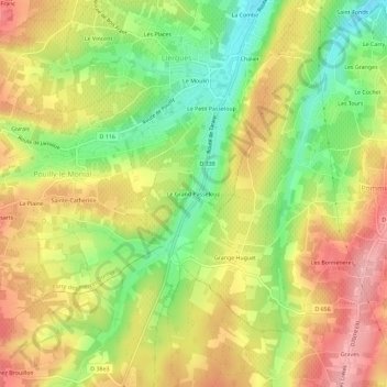 Mapa topográfico Le Grand Passeloup, altitude, relevo