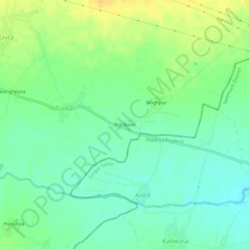 Mapa topográfico Bor Baori, altitude, relevo
