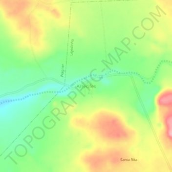 Mapa topográfico Arrecifes, altitude, relevo