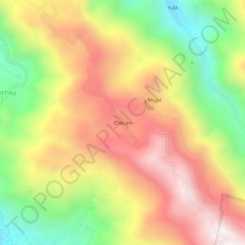 Mapa topográfico Checan, altitude, relevo