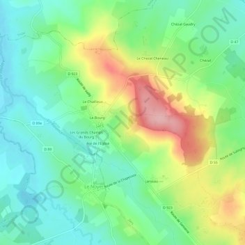 Mapa topográfico La Marne Perau, altitude, relevo