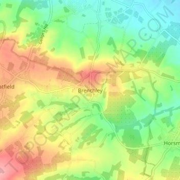 Mapa topográfico Brenchley, altitude, relevo