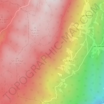 Mapa topográfico Coulmes sur Rieux, altitude, relevo