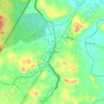 Mapa topográfico Las Vueltas, altitude, relevo