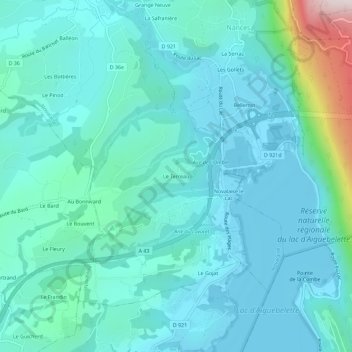 Mapa topográfico Le Terreau, altitude, relevo