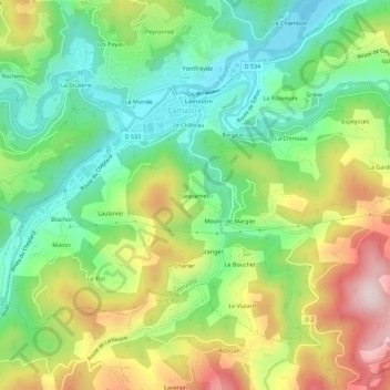 Mapa topográfico Jaquamet, altitude, relevo