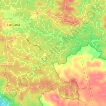 Mapa topográfico San Pedro, altitude, relevo