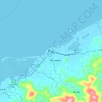 Mapa topográfico Pilar, altitude, relevo
