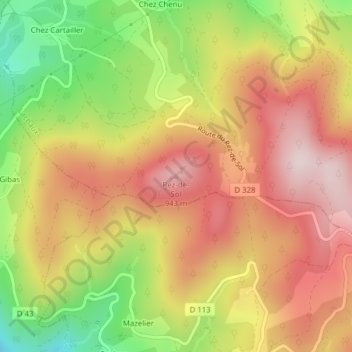Mapa topográfico Rez-de-Sol, altitude, relevo