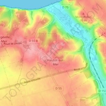 Mapa topográfico Bernouville, altitude, relevo