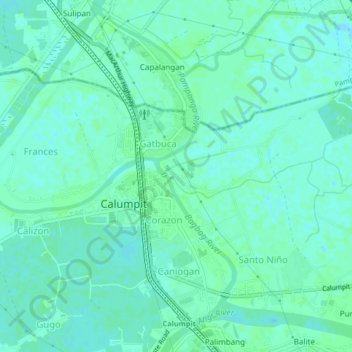 Mapa topográfico Sapang Bayan, altitude, relevo