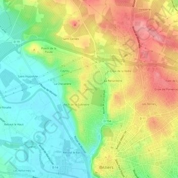Mapa topográfico Les Fez, altitude, relevo