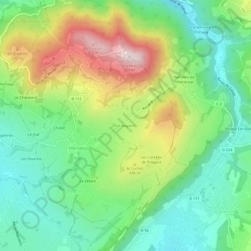 Mapa topográfico Le Noyaret, altitude, relevo