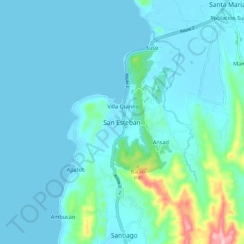 Mapa topográfico San Esteban, altitude, relevo