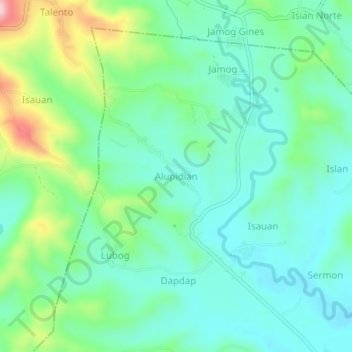 Mapa topográfico Alupidian, altitude, relevo