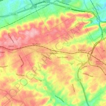 Mapa topográfico Wayne, altitude, relevo