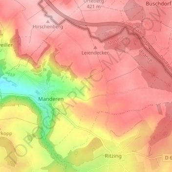 Mapa topográfico Tunting, altitude, relevo