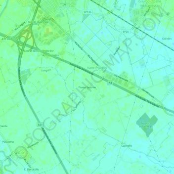 Mapa topográfico Ponte Settimo, altitude, relevo