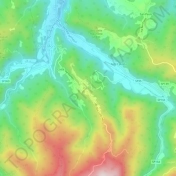 Mapa topográfico Roatta, altitude, relevo