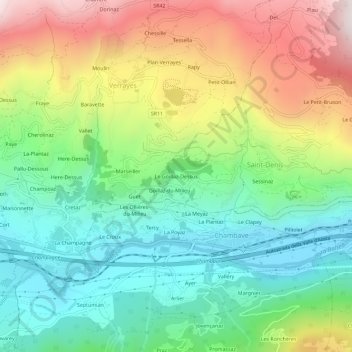 Mapa topográfico Le Goillaz-Dessus, altitude, relevo