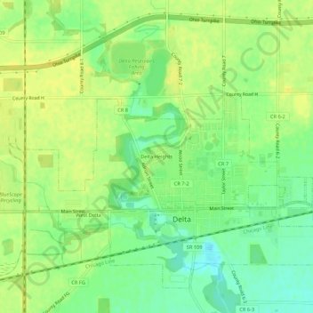 Mapa topográfico Delta Heights, altitude, relevo