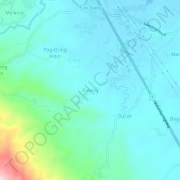 Mapa topográfico Palong, altitude, relevo