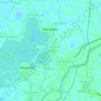 Mapa topográfico Santa Rita, altitude, relevo