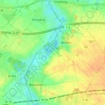 Mapa topográfico Infière, altitude, relevo