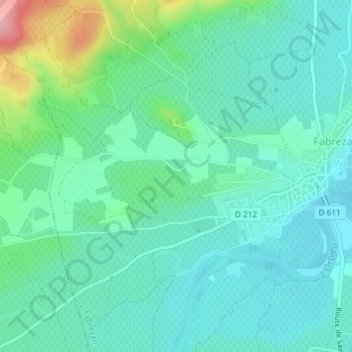 Mapa topográfico La Serre, altitude, relevo