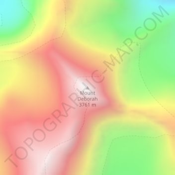 Mapa topográfico Mount Deborah, altitude, relevo