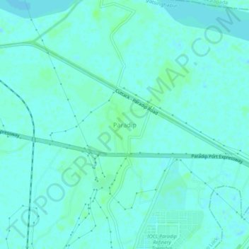 Mapa topográfico Paradip, altitude, relevo