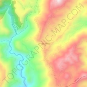Mapa topográfico Tierradentro, altitude, relevo
