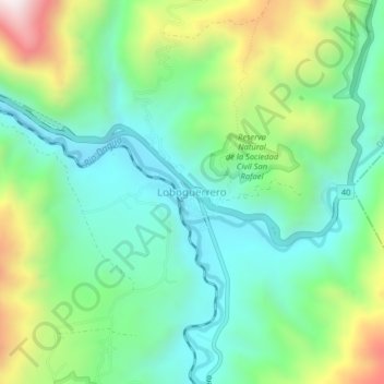 Mapa topográfico Loboguerrero, altitude, relevo