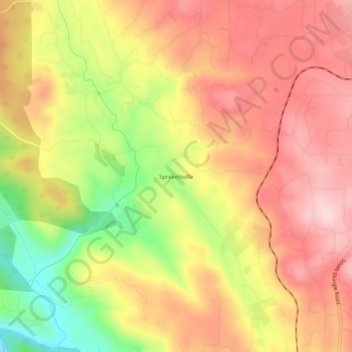 Mapa topográfico Sprekelsville, altitude, relevo