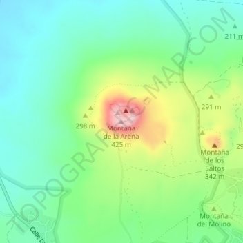 Mapa topográfico Montaña de la Arena, altitude, relevo