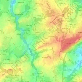 Mapa topográfico La Ville Crochu, altitude, relevo