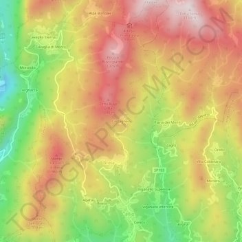 Mapa topográfico Castagneia, altitude, relevo