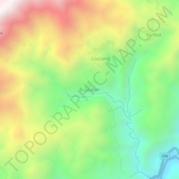 Mapa topográfico Buscalan, altitude, relevo