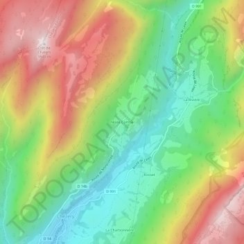 Mapa topográfico Noire Combe, altitude, relevo