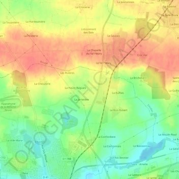 Mapa topográfico Les Layes, altitude, relevo