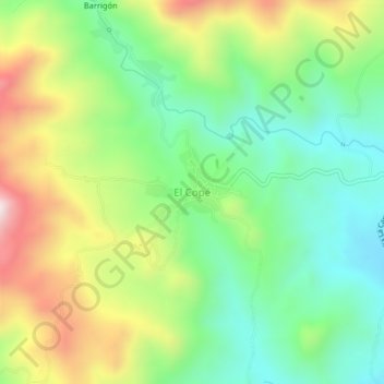 Mapa topográfico El Copé, altitude, relevo